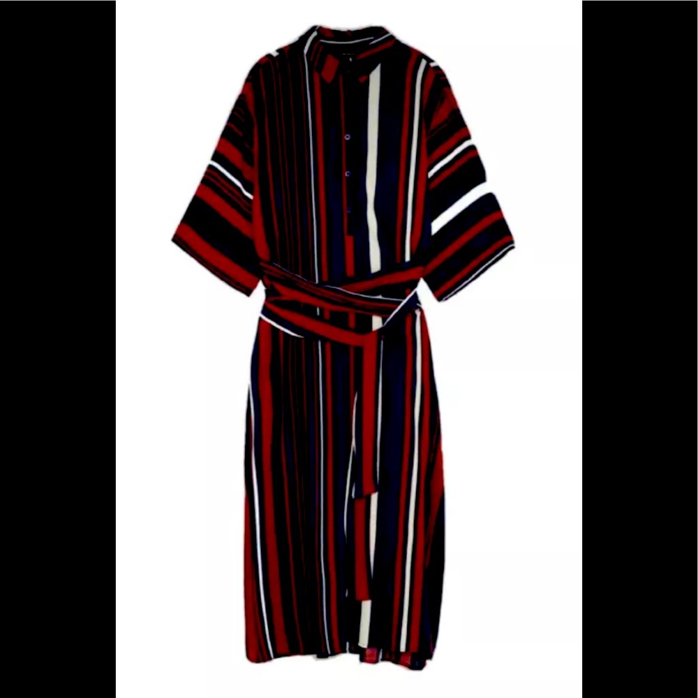 Zara Stripe Button Down Shirt Dress medium